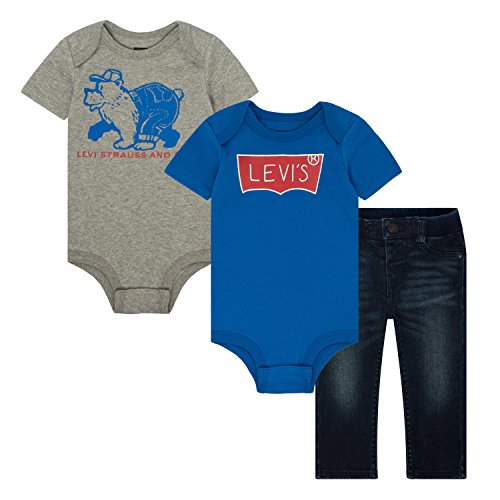 Levi's Baby Boys' First 3-Piece Bodysuits and Leggings Box Set, Jailhouse Rock, 3/6M