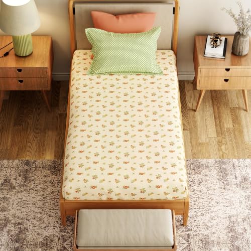 Image of Mytrident Bedsheet for Single Bed Cotton | 60 inch x 90 inch | Little Bloom Yellow | 120 TC Single Bedsheet with Pillow Cover| Soft and Breathable | Everyday Collection