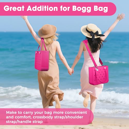 Image of Strap Wrap for Bogg Bag Accessories, Adjustable Shoulder Crossbody Long Strap with Handle Wrap for XL Medium Bog Bag Simply Southern Beach Rubber Tote Bags -Pink