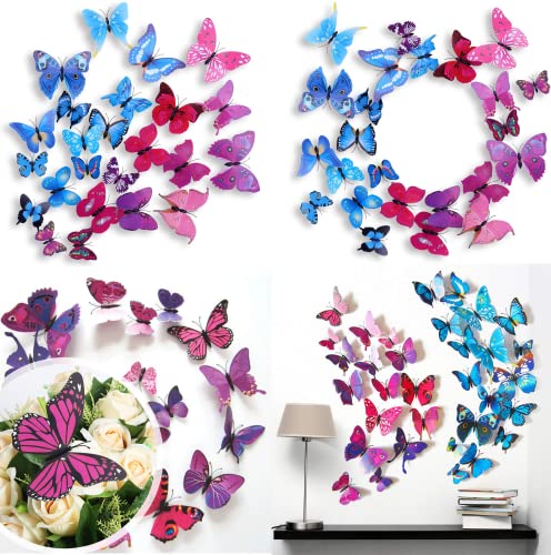 Hakday 3D Butterfly Wall Decor, 48 Pcs 3D Butterfly Wall Stickers For Crafts Butterflies Party Decorations Birthday Room Decor #TOP6
