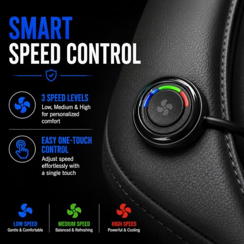 Image of Car Ventilated Cooling Seat Cushion Cover (Black, Pack of 2 Ventilated Cooling Seat)
