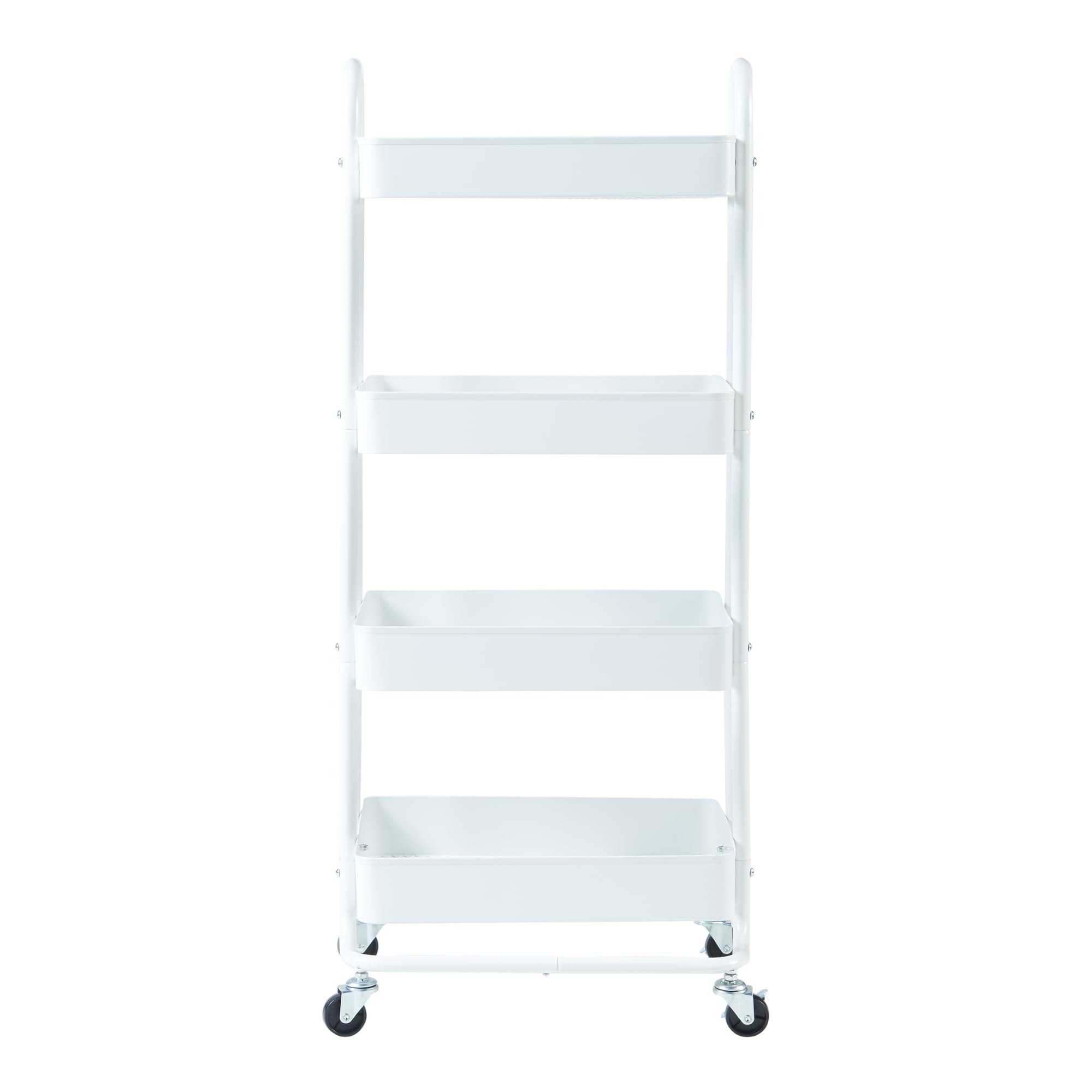 [en.casa] Carro de Servicio con 4 Cestas Estantería de Baño con 4 Ruedas Carrito de Cocina Multiusos Versátil Resistente Acero 104 x 46 x 35 cm - Blanco Mate