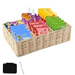 Gzsekken Snack Storage, 6 Compartments Snack Organiser for Countertop, Large Capacity Snacks Drawer Organiser Kitchen with Handle, Bar Snacks Holder Snack Basket for Home Bar and Pantry Storage