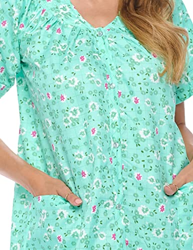 Casual Nights Women's Snap - Front House Dress Short Sleeve Woven Housecoat Duster Lounger Robe with Pockets4