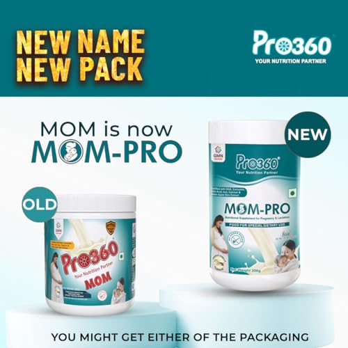 Image of Pro360 MOM-Pro Protein Powder Nutritional Supplement for Pregnant & Lactating Women - Complete Maternal Nutrition during Pregnancy - French Vanilla Flavor - 200G