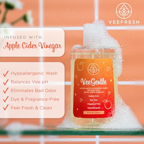 VeeFresh - VeeGentle pH Balanced Feminine Wash with Apple Cider Vinegar - Gentle, Soothing Vaginal Wash Cleanser, 250ml Intimate Soap for Women - Hypoallergenic Feminine Hygiene Wash for Odor Control - Image 4