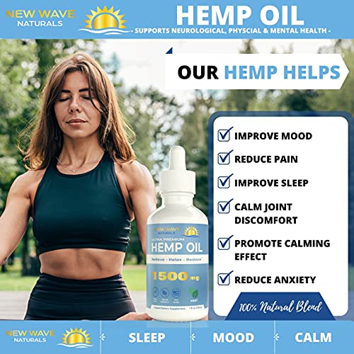 1500mg Hemp Oil - New Wave Naturals - Peppermint Flavored - Relax - Restore - Relieve - 1 FL OZ - Premium Hemp Seed Oil - Image 4