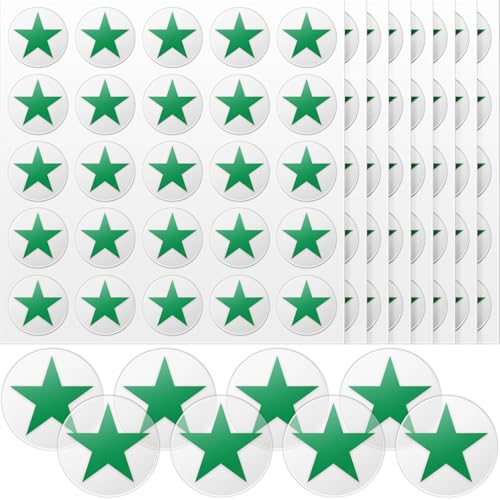 Image of Leinuosen Helmet Stickers Football Baseball Helmet Decals 1-1 /8 Inch Vinyl Sports Football Decals Self Adhesive Hockey Stickers for Hockey, Lacrosse, Batting(Clear Print Green, Star)