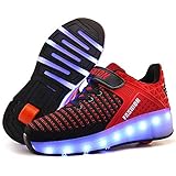 Outdoor-Sportarten Gymnastik Blinken Turnschuhe, LED Rollschuhe mit Räder, Roller Skate Schuhe Sneakers, Light Rollschuhe Wheels mit USB Aufladbare, Unisex Skateboard Schuhe Rollschuh