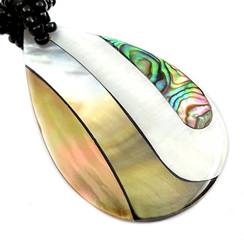 Swimmi Natural Abalone Shell Pendant 19 inches Beads Necklace FA267-B
