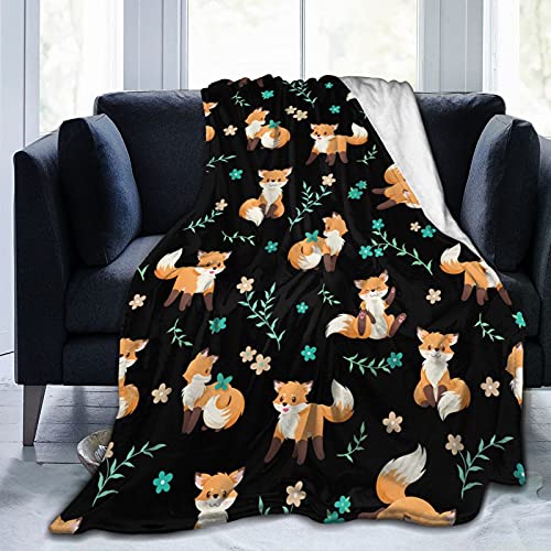 Fox Flannel Fleece Bed Blanket Throw Blanket Lightweight Cozy Plush Blanket for Bedroom Living Rooms Sofa Couch 60 X50