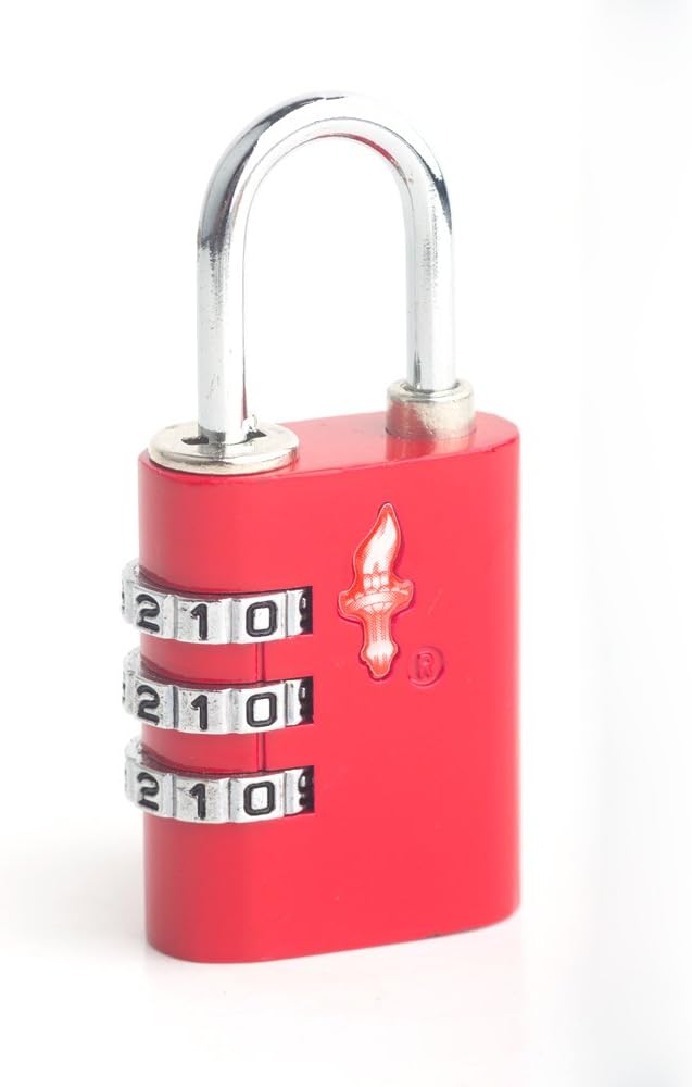 Safe Skies TSA Aero 3 Dial TSA-Approved Combination Lock, Fire Engine Red, One Size