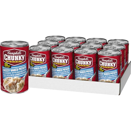 Campbell's Chunky Soup, Baked Potato with Cheddar and Bacon Bits Soup, 18.8 Oz Can (Case of 12)