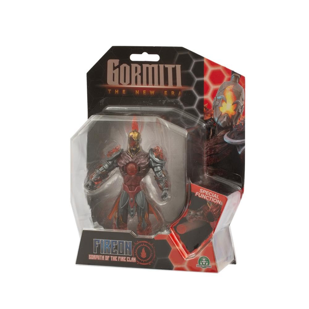 GORMITI THE NEW ERA, Fireon Zane Fire Clan Action Figure, 15cm Articulated Hero with Attack Function and Red Silver Armour, Collectible Toy for Kids Aged 4+