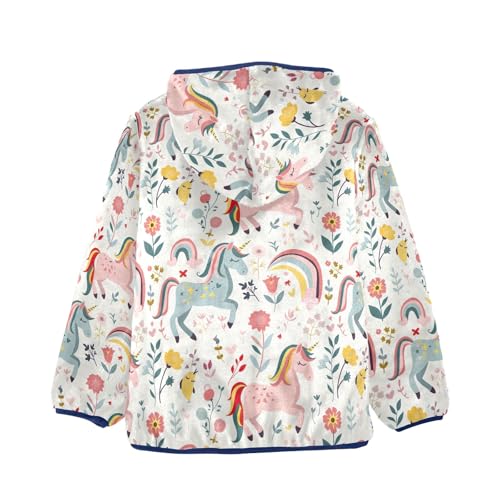 CHIFIGNO Cute Unicorns Floral Toddler Boy Jacket Fleece Outerwear Jackets Sweatshirt Toddler Fall Jacket Winter Jacket for Boys 3T2
