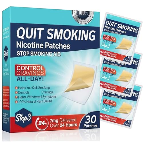 LCHYI Quit Smoking Patches Clear Nicotine Transdermal Smoking Patch Stop Smoking Aid with 8 Week Behavior Support Program Help Craving Control & Clear Lung Easy and Effective (Step 3)