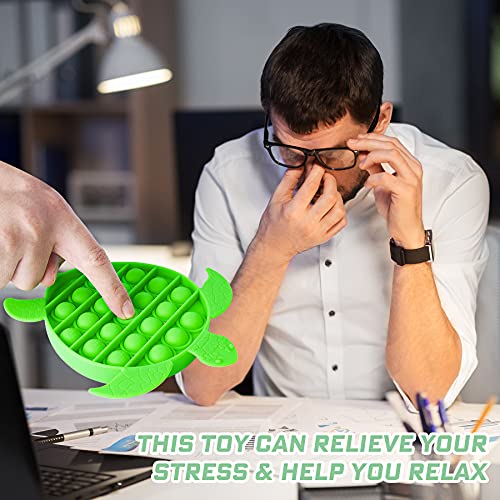 Nihealth Push Pop Bubble Fidget Sensory Toy Sea Turtle Shaped Fidget Toy For Special Needs Stress Reducer Anxiety Relief Popper Game Board Silicone Squeeze Toy For Kids And Adults (Green) #TOP4