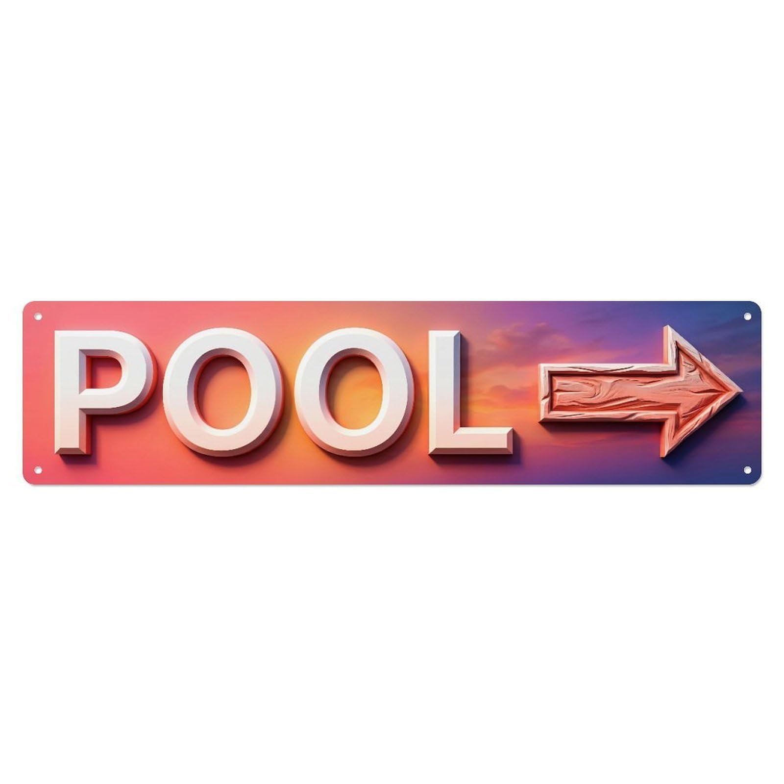 Swimming Pool Tropical Sunset Metal Tin Skinny Sign Plaque Wall Decor for Cafe, Club Bar, Office, Home Garden Metal Poster 4x16Inch