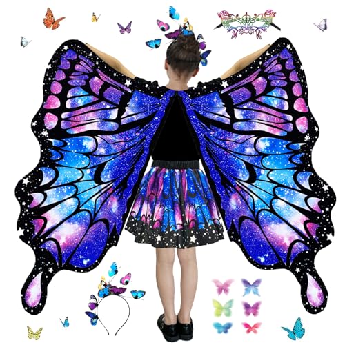 Ailes de Papillon,Déguisement Papillon,Costume de Papillons,Cape d'ailes de Papillons,Kit de Déguisement de Fée Papillonse,pour Carnaval,Carnaval,Soirée à Thème