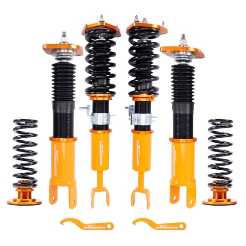 maXpeedingrods Coilovers for Nissan 350Z RWD 2003-2008, for Infiniti G35 Coupe RWD 2003-2007, G35 Sedan 2003-2006, Height Adjustable Shock Absorber Suspension Struts, Preset Damping Lowering Kit Gold