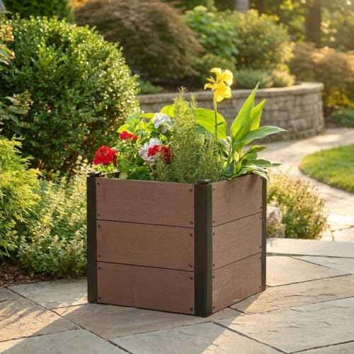 CABIHOME Wood-Look Raised Garden Bed Planter Box, Durable Composite Material,