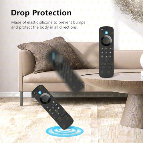 Image of RAYA Silicone TV Remote Cover Compatible with All New Fire TV Stick 4k & Fire Tv Stick HD Remote 2025 Model Protective Case with Lanyard (Black)
