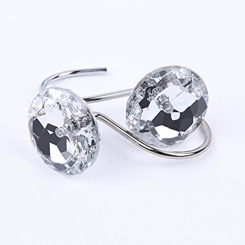 Adwaita Decorative Shower Curtain Hooks, Acrylic Crystal Rhinestones, Set Of 12 (White) #TOP2