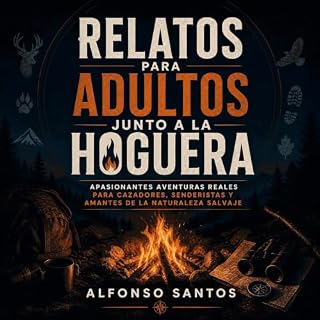 Diseño de la portada del título Relatos para adultos junto a la hoguera: Apasionantes aventuras reales para cazadores, sender