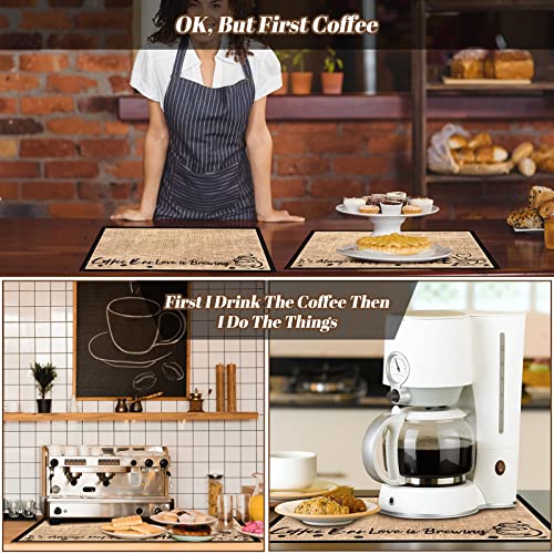Tegeme 2 Pieces Coffee Bar Mat Burlap Funny Coffee Quote Coffee Decor For Coffee Station Coffee Mat Burlap Placemat Coffee Bar Accessories For Coffee Bar Decor, 12 X 18 Inches (Coffee Bar Love) #TOP6