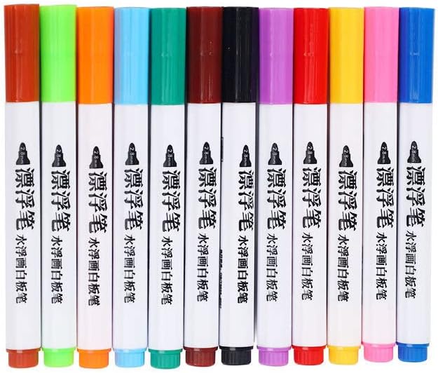 Water Painting Pens, Water Floating Pens Magical Doodle Pens Magic Drawing Pens Erasing Markers Erasable Pens for Kids Children Water-based Whiteboard Marker Pens for Boys Girls Gifts 12 Colors