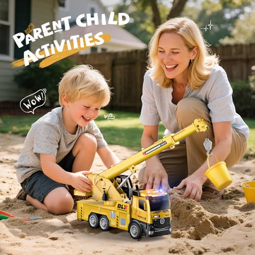 ORANGE OCEAN 4 Pcs Construction Truck Toys for 2 3 4 5 Year Old Boys, 9" Construction Vehicles with Light & Sound, Trucks for Toddlers 2-4 Years, 2 3 4 5 Year Old Boy Birthday Gifts - Image 5