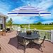 Produktbild MOVTOTOP 200cm Sonnenschirm, UV 50+ Schutz Sonnenschirm Strand, Rostfrei Marktschirm mit Kippbarer Aluminiumstange, Gestreifter Strandschirm, Gartenschirm für Balkon, Terrasse, Garten (A-Blau)