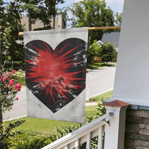 Drapeau de jardin double face grand format cœur premium extérieur durable
