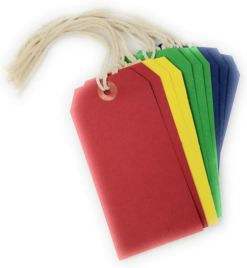 County Stationery Assorted Coloured Tie On Strung Luggage Labels - Pack of 10