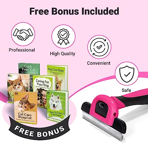 Image of MIU COLOR Pet Grooming Brush, Deshedding Tool for Dogs & Cats, Hot Pink | Effectively Reduces Shedding by up to 95%,Safe and Comfortable for Short Medium and Long Pet Hair