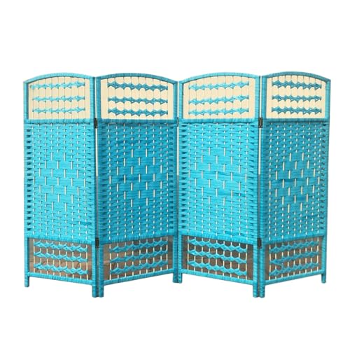 Tragbarer Raumteiler mit 4 Paneelen, faltbar, Rattan, gewebt, leicht,...
