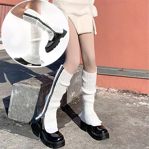 Grunge Leg Warmers Socks Fairy Grunge Cloth Socks High Knee Long Boot Knit Stack Zipper Socks for Women Girls Y2K2