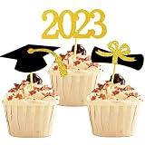 YuBoBo 2023 Graduation Cupcake Toppers, 48 PCS Food/Appetizer Picks For Graduation Party Mini Cake D