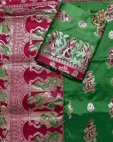 Generic green baluchari silk saree – image 3