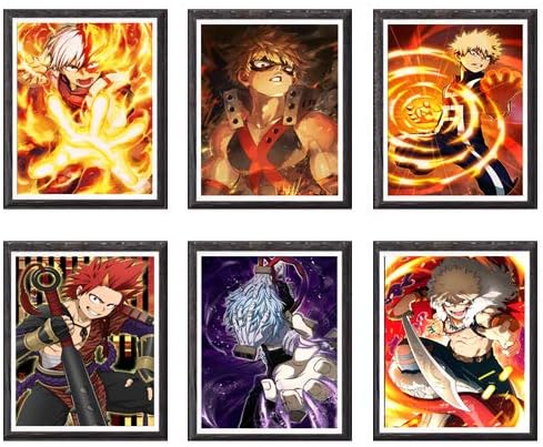 MS Fun Hero Legend Fire Burst of Katsuki Tomura Art Prints Wall Living Room Decor,8 x 10 Inches,No Frame,Set of 6 Pieces