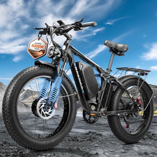 CTVVXXC 9000W Dual Motor Electric Bike for Adults,24' Fat Tire Off-Road E-Bike, 45MPH Top Speed, 52V 34Ah Battery Long Range,Full Suspension & Dual Hydraulic Disc Brakes,All Terrain Ebike