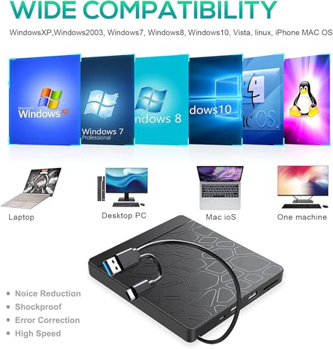 Lectora externa de CD y DVD USB 3.0 y Type-C miniatura 4
