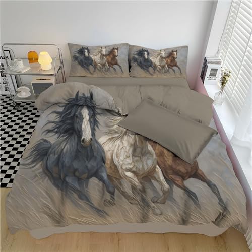 Parure de lit motif cheval en microfibre de qualité supérieure - 3