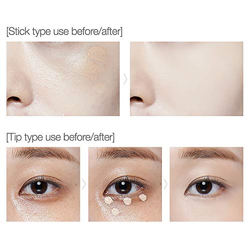 [Thesaem] 2Pcs Of Cover Perfection Ideal Concealer Duo/Two Different Type Concealer Provides Strong Coverage, Dual Type Concealer, Sun Protection, K Beauty (#01 Clear Beige) #TOP3
