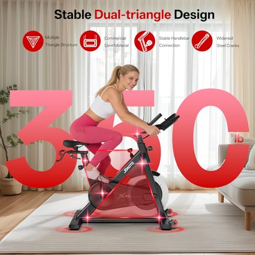 Image of JOROTO Exercise Bike, Magnetic Stationary Bikes for Home with 40LBS Flywheel, App Supported Indoor Bike with 350LBS Weight Capacity, Low Noise,Digital Monitor,Bottle and Tablet Holder