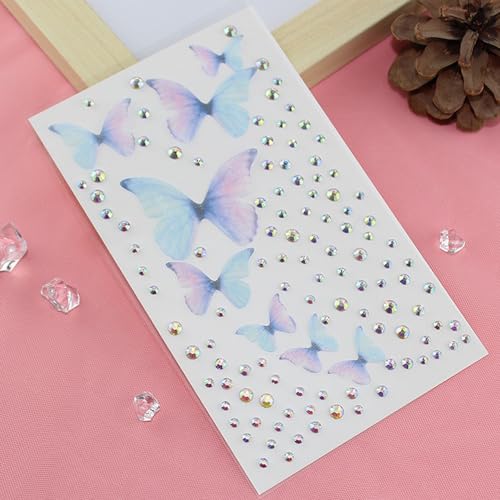 Purple Face Gems Stick on Eyes Face Body Rhinestones for Women Body Face Eyes Jewels Crystals Rhinestone Gems Stickers for Face Eye Makeup (Purple Butterflies) - Image 4