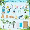 Exasinine 25Pcs Beach Miniature Decoration Mini Summer Gnomes Figurine Green Palm Tree for DIY Beach Pool Cake Decorations Miniature Garden Summer Swimming Party Favor Supplies #2