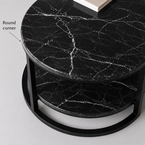 Image of NEST NATURE HAVEN Coffee Table for Office, Dining, Tea Room, Center Table for Living Room, Contemporary Simple Cocktail Table with Black Desktop and Black Metal Frame