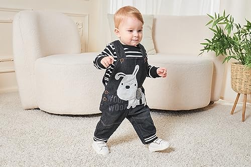 Image of Cute Baby Boy Clothes Suit Toddler Boys' Striped Long Sleeve T-Shirt+Denim Overalls Jumpsuit Pants Outfits Sets