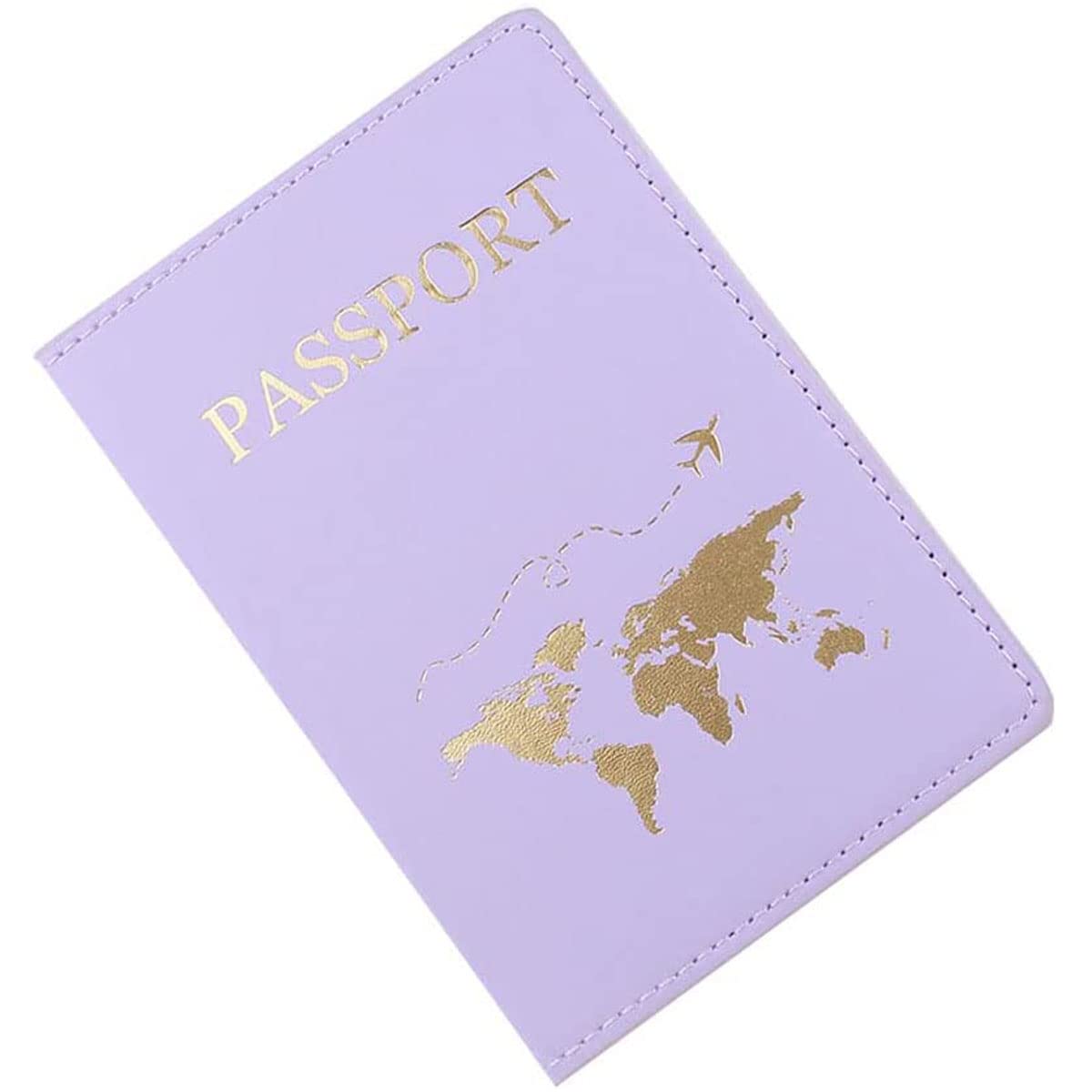 Passport Holder Cover, PU Leather Passport Cover Case Organiser with Wallet for Credit Card, Money, Business Cards, Passport, Boarding Passes for Women Men (Purple)